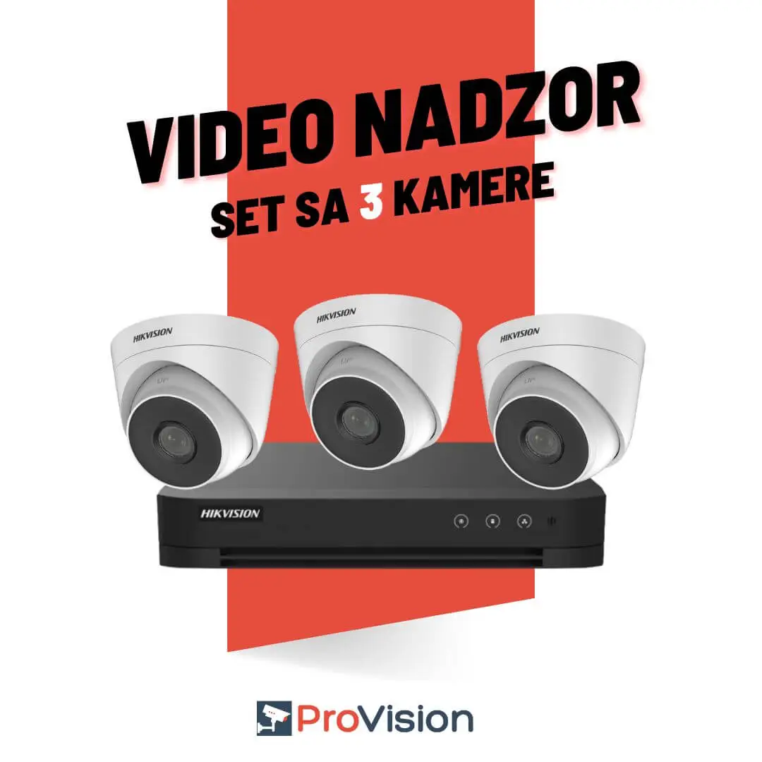Komplet za video nadzor sa 3 Hikvision Full HD kamere