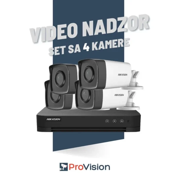 Komplet za video nadzor sa 4 Hikvision Full HD kamere