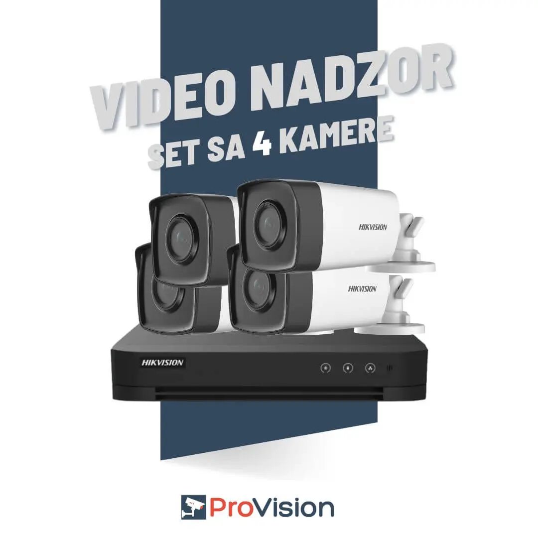 Komplet za video nadzor sa 4 Hikvision Full HD kamere Komplet za video nadzor sa 4 Hikvision Full HD kamere