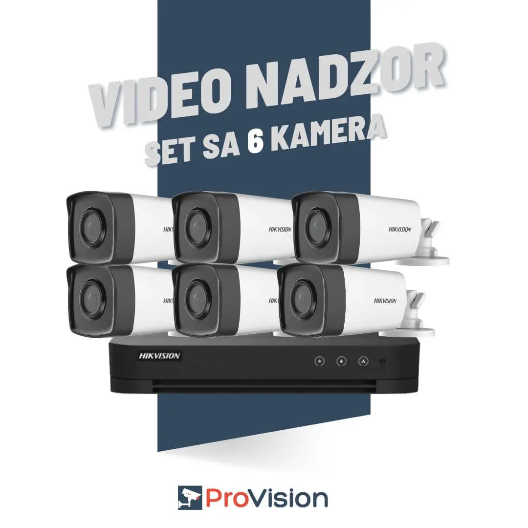 Komplet za video nadzor sa 6 Hikvision Full HD kamere