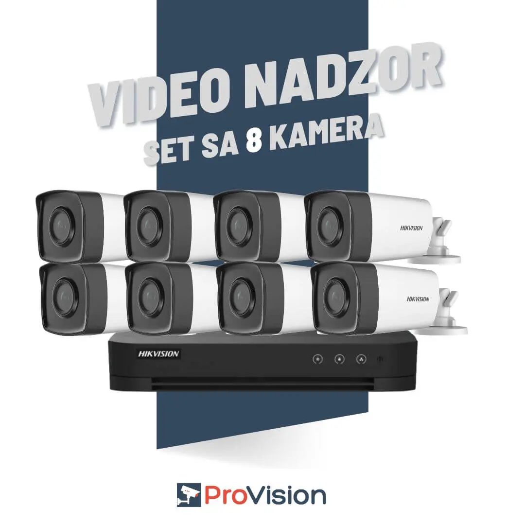 Komplet za video nadzor sa 8 Hikvision Full HD kamere